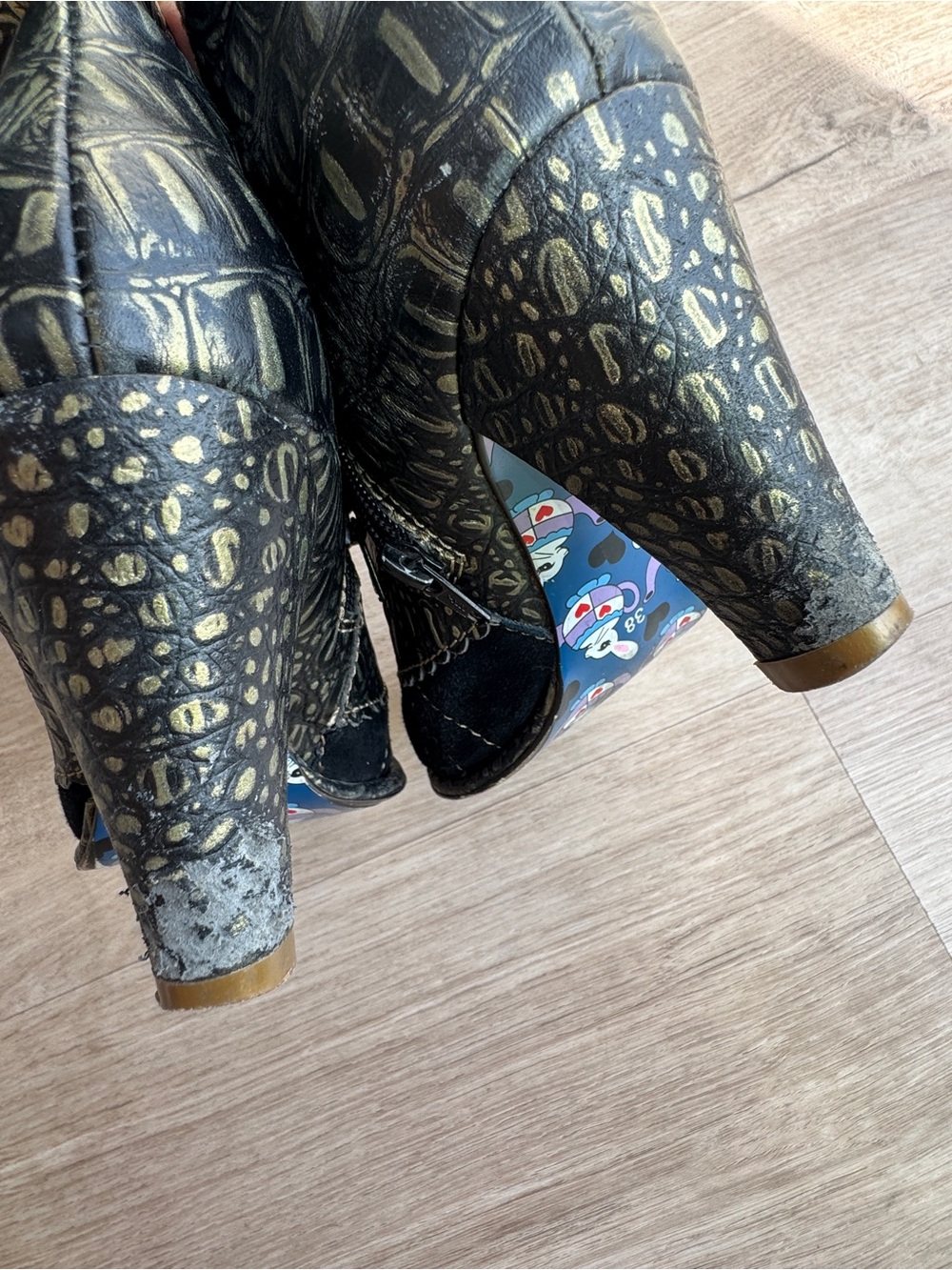 Irregular Choice Miaow Ankle Heeled Booties Black 38 WitchyCore Cat Lovers Witch - Picture 10 of 14